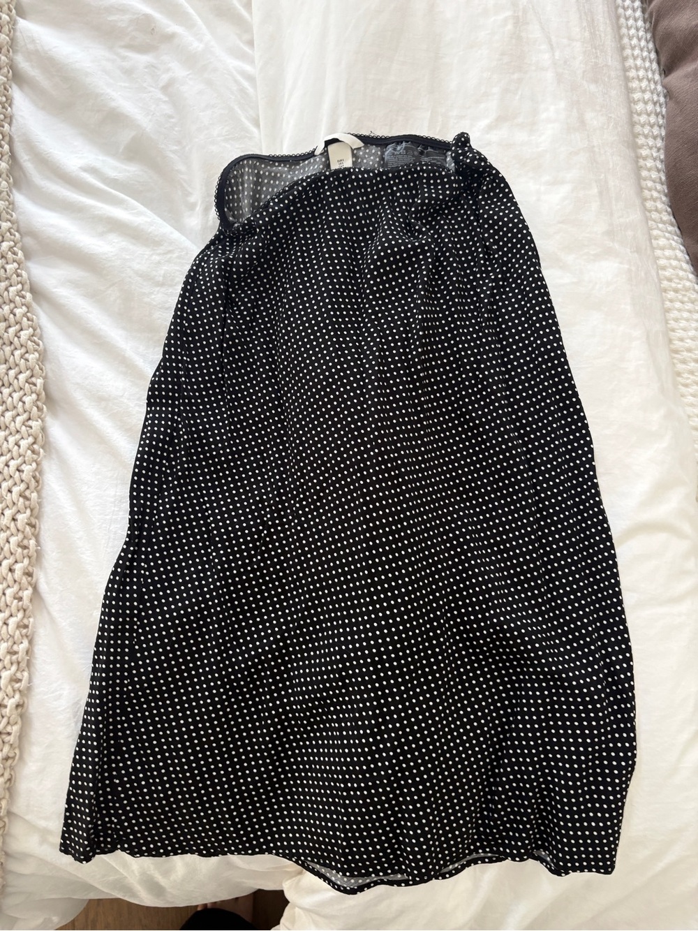 H&M Black Midi Skirt with White Polka Dots
